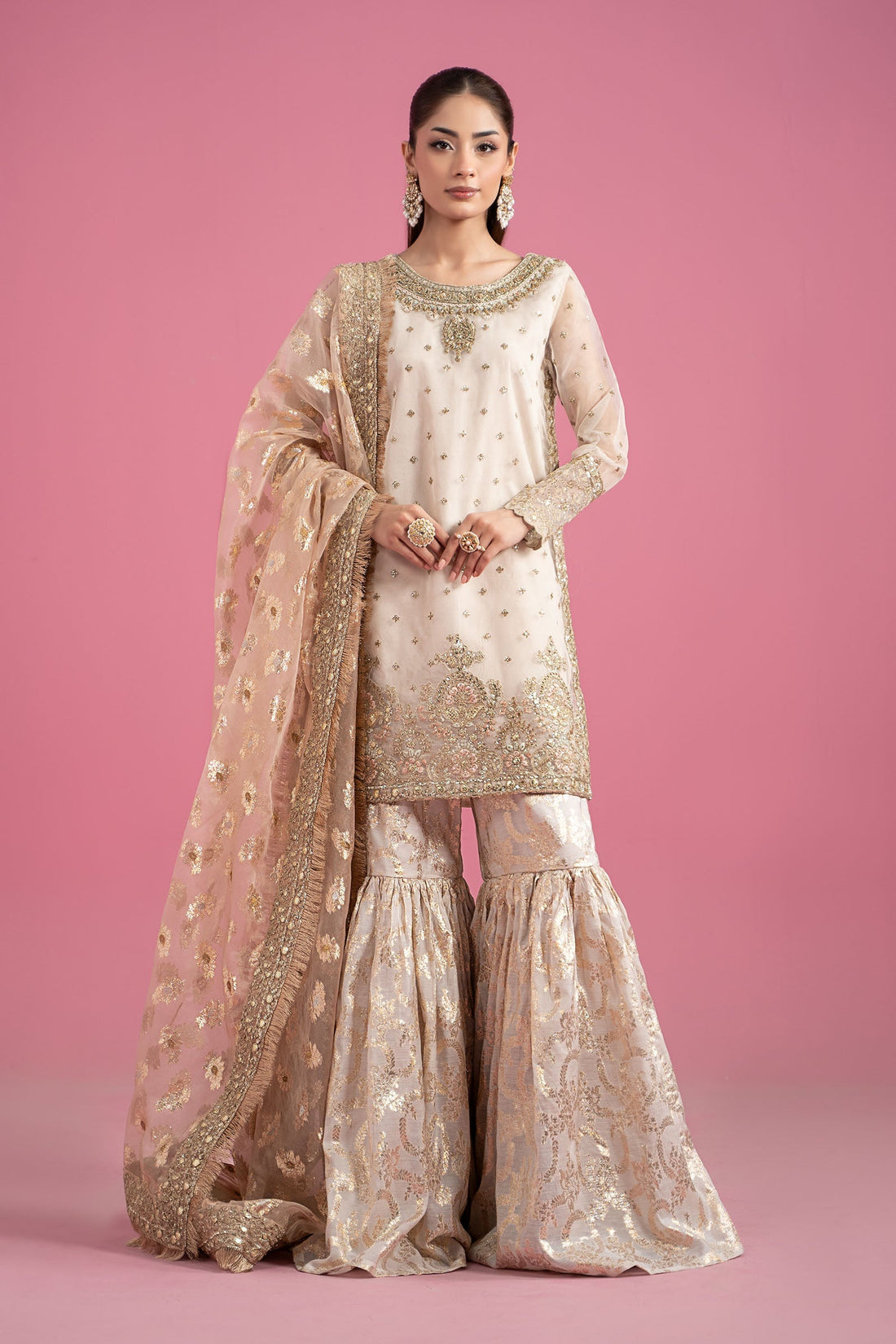 Maria B | Eid Collection 26 | 3 Piece Embroidered Organza Suit - House Of Hania