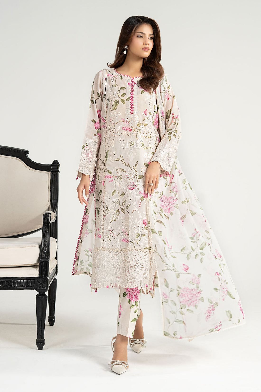 Maria B | Eid Collection 26 | 3 Piece Embroidered Paper Cotton Suit - House Of Hania