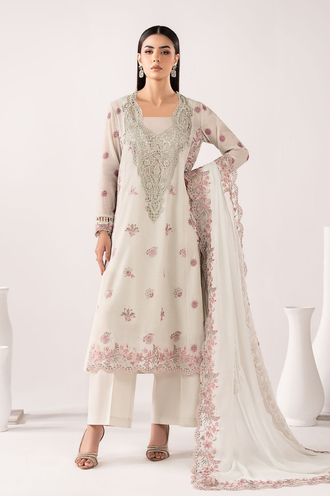 Maria B | Eid Collection 26 | 3 Piece Embroidered Paper Cotton Suit - House Of Hania