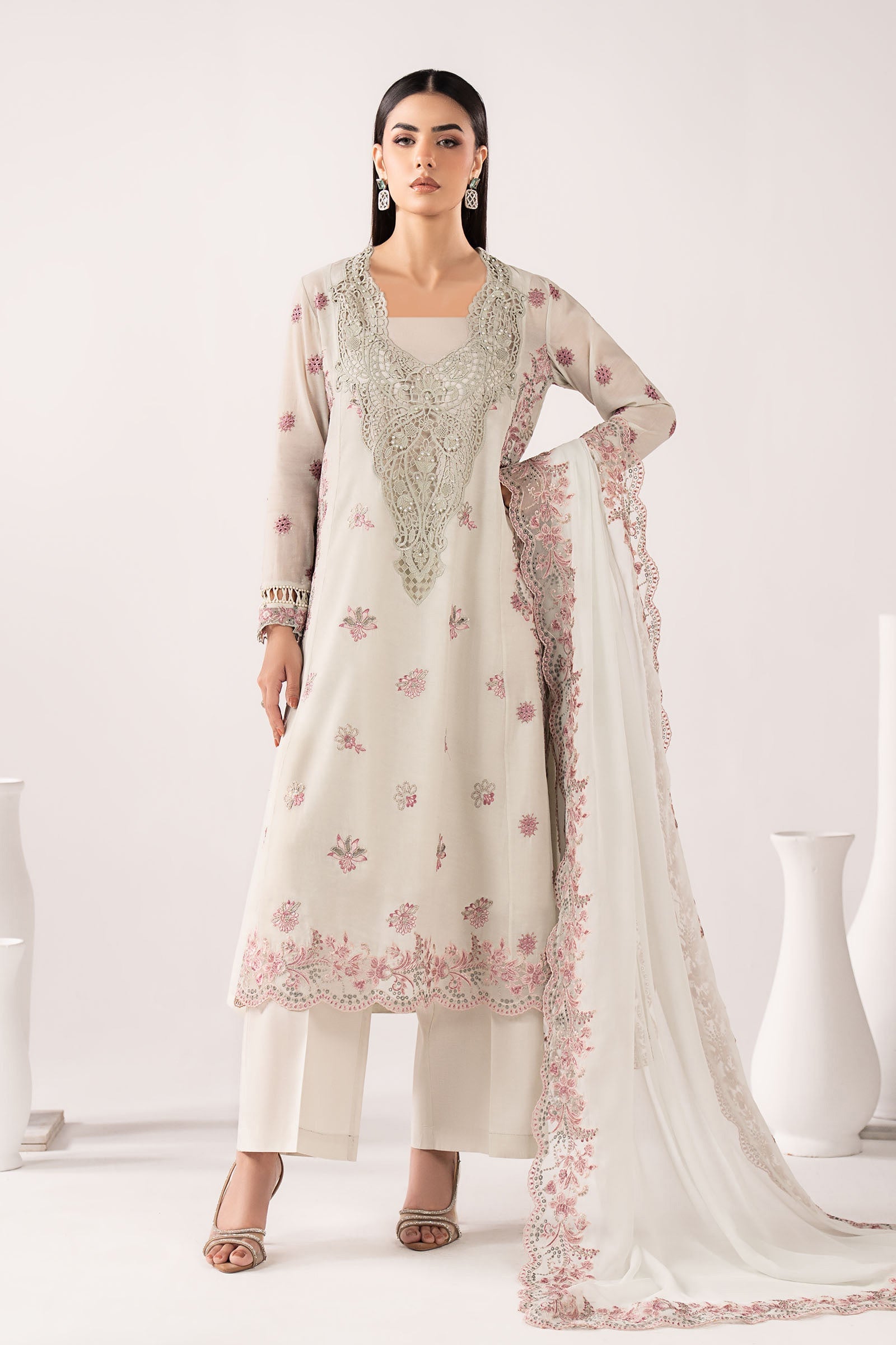 Maria B | Eid Collection 26 | 3 Piece Embroidered Paper Cotton Suit - House Of Hania
