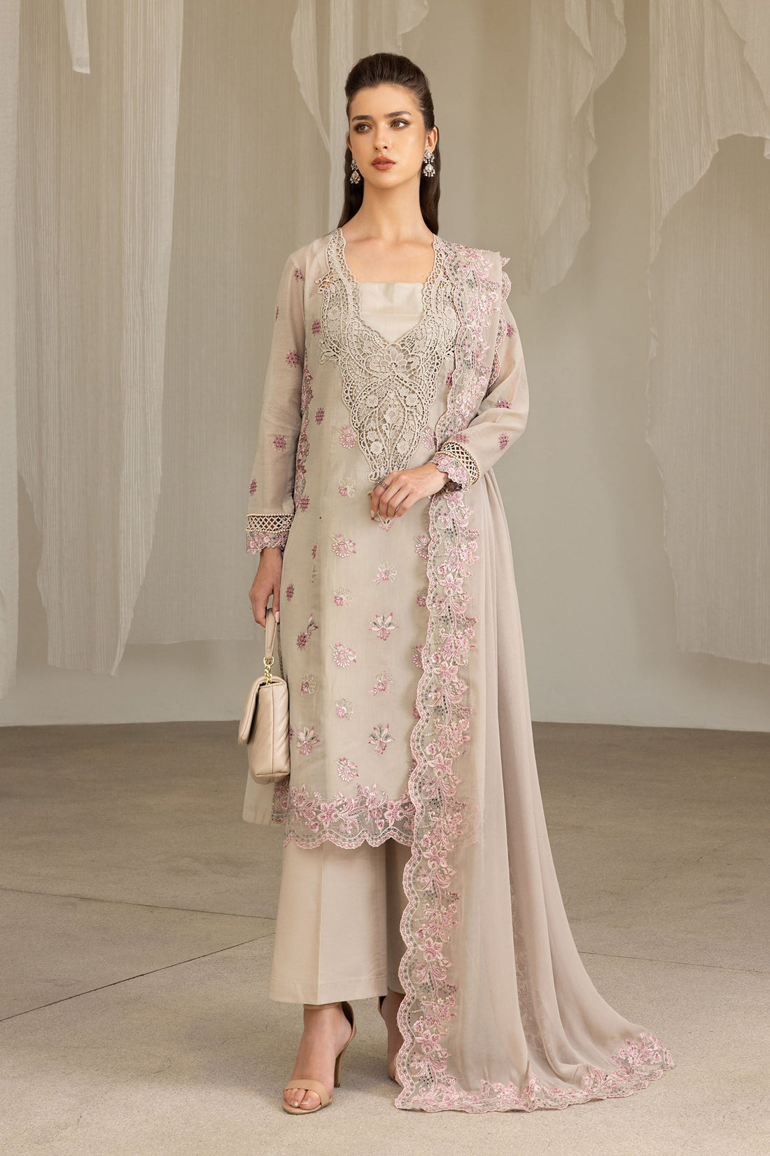 Maria B | Eid Collection 26 | 3 Piece Embroidered Paper Cotton Suit - House Of Hania