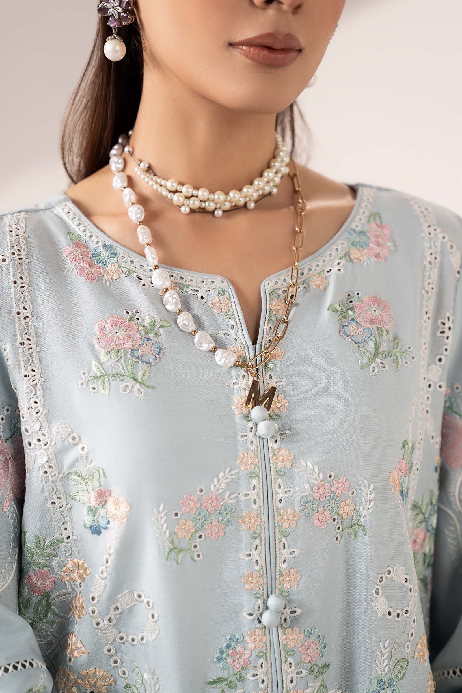 Maria B | Eid Collection 26 | 3 Piece Embroidered Paper Silk Suit - House Of Hania
