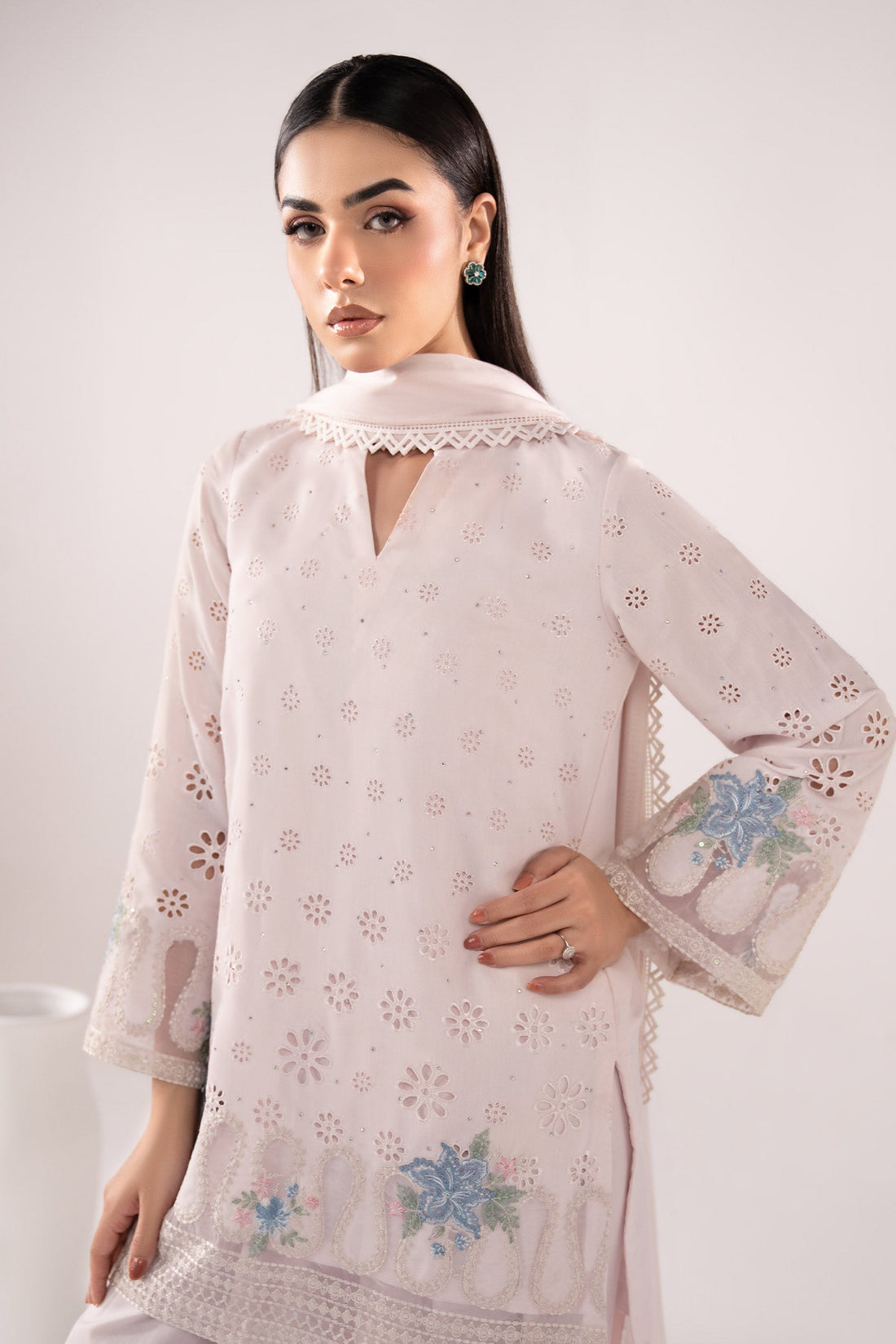Maria B | Eid Collection 26 | 3 Piece Embroidered Pk Raw Silk Suit - House Of Hania