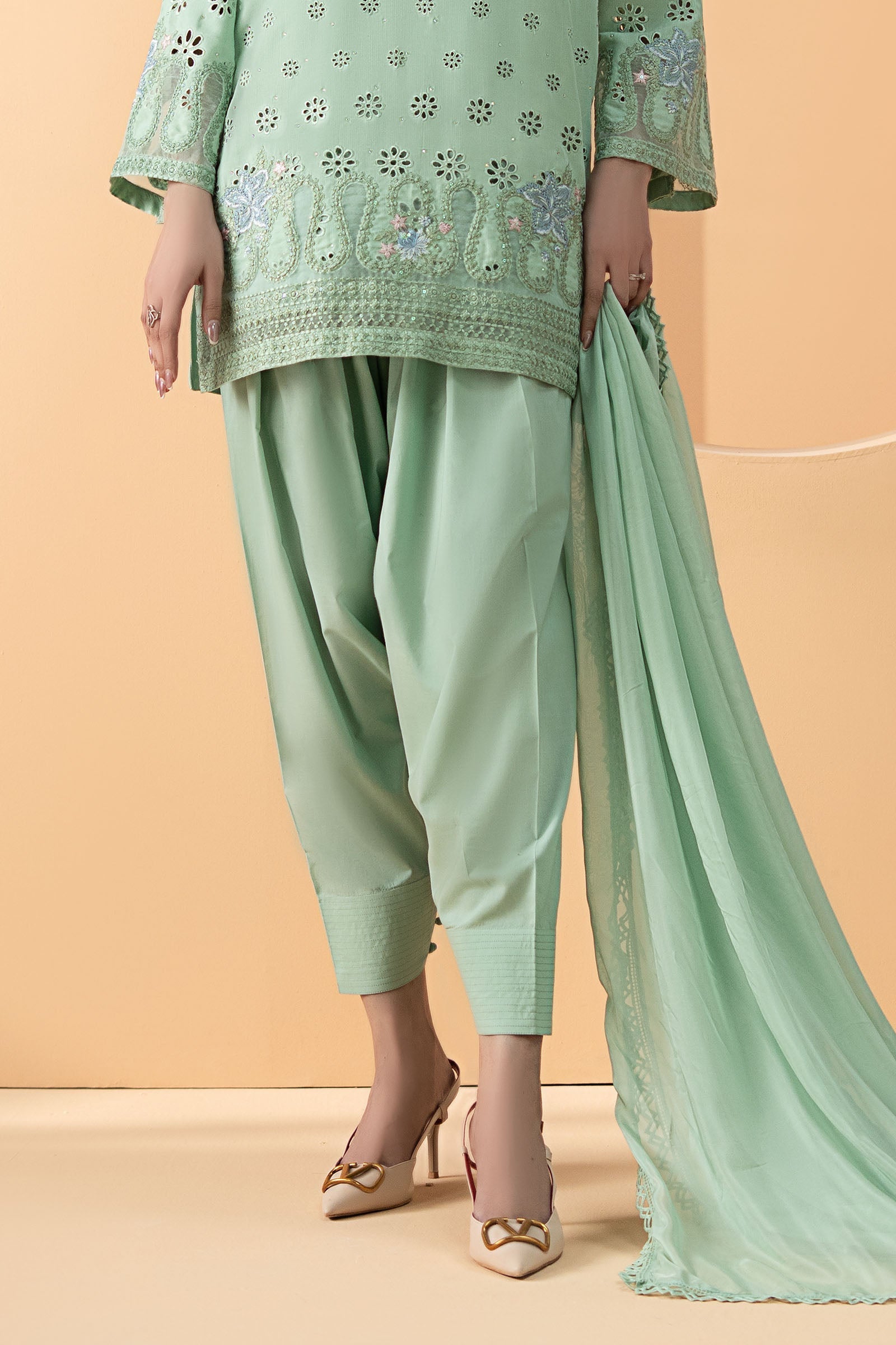 Maria B | Eid Collection 26 | 3 Piece Embroidered Pk Raw Silk Suit - House Of Hania