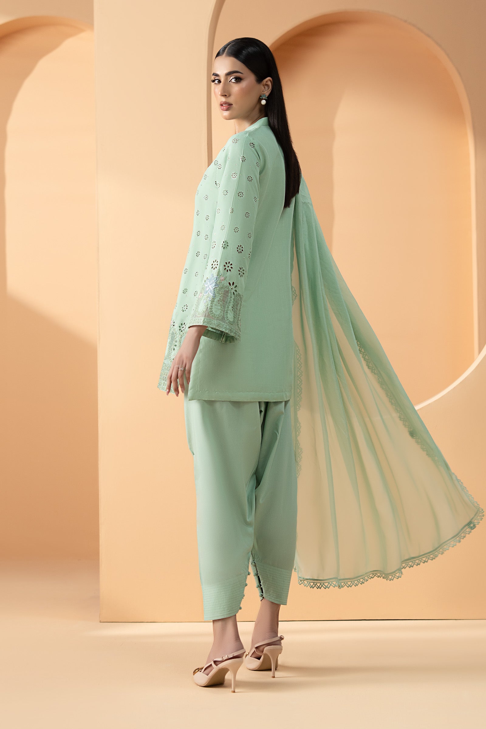 Maria B | Eid Collection 26 | 3 Piece Embroidered Pk Raw Silk Suit - House Of Hania