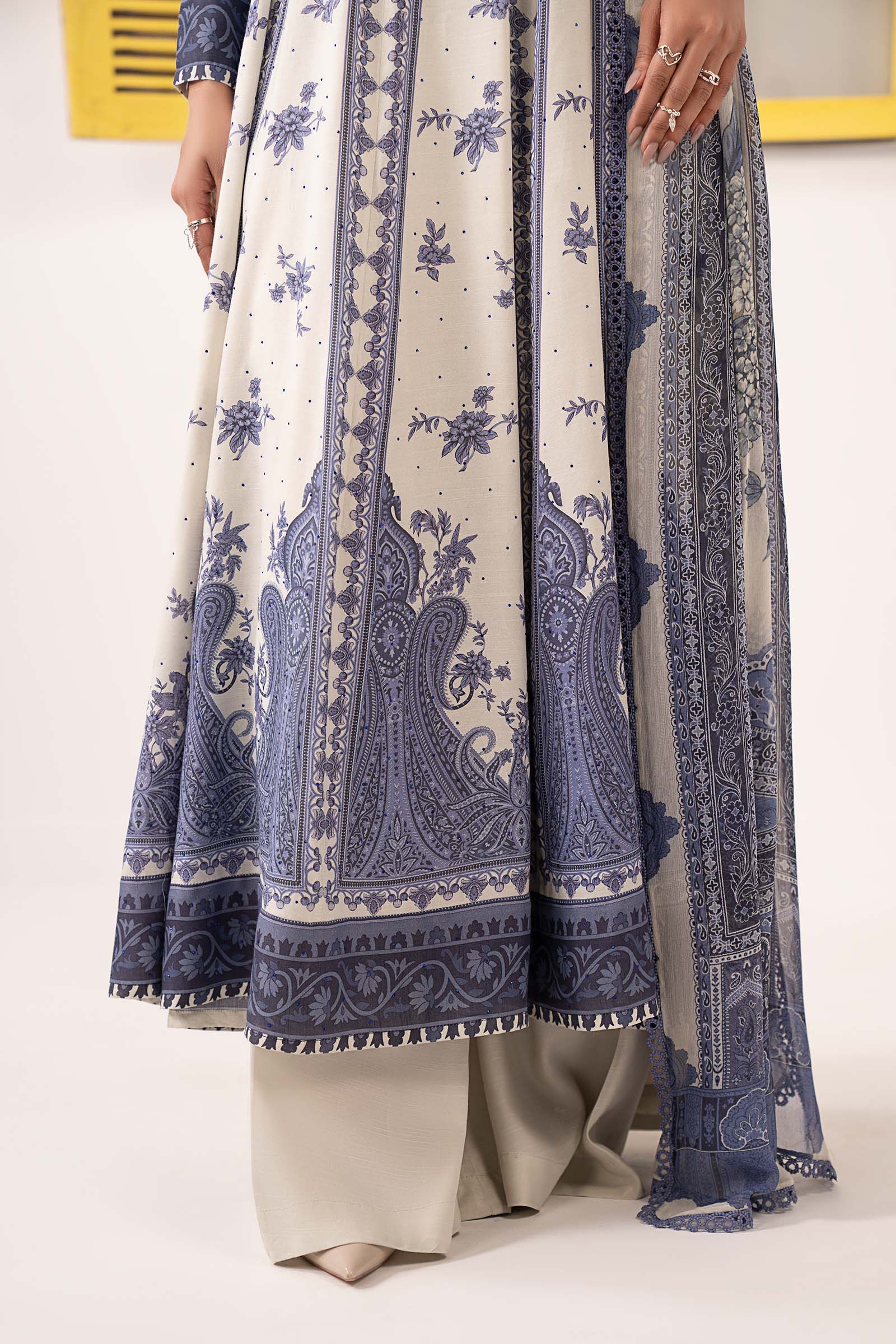 Maria B | Eid Collection 26 | 3 Piece Embroidered Pk Raw Silk Suit - House Of Hania