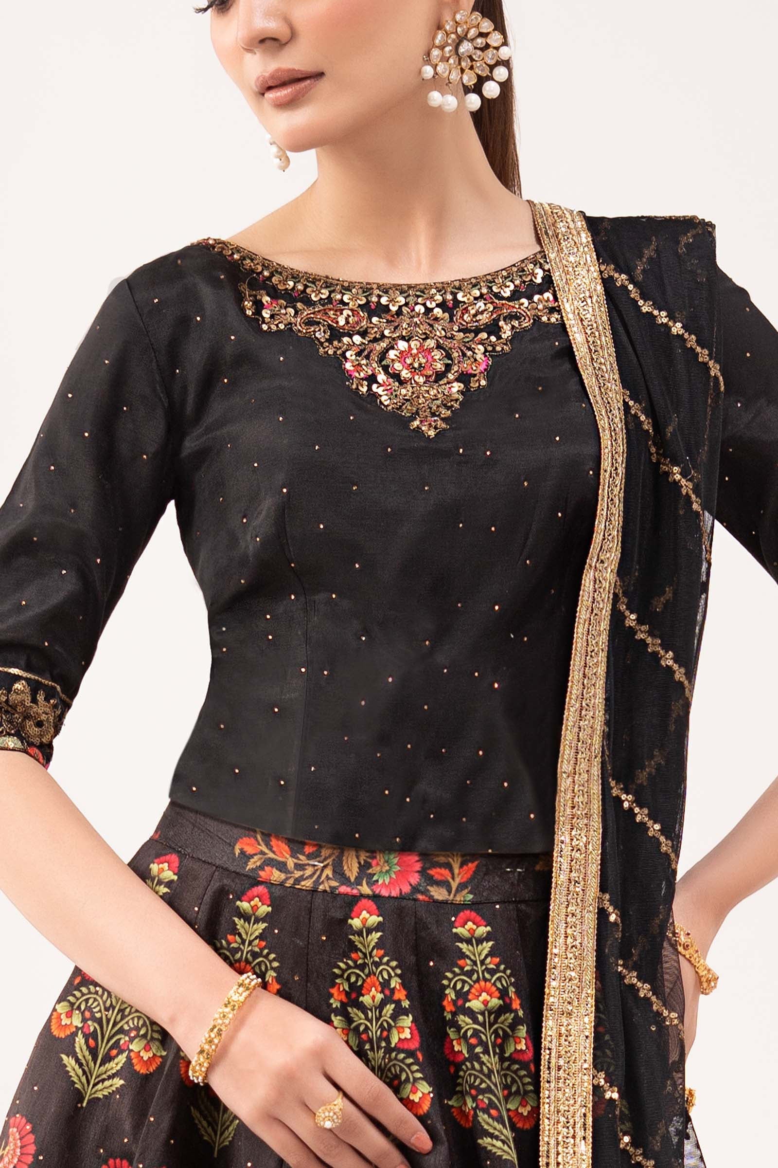 Maria B | Eid Collection 26 | 3 Piece Embroidered Raw Silk Suit - House Of Hania