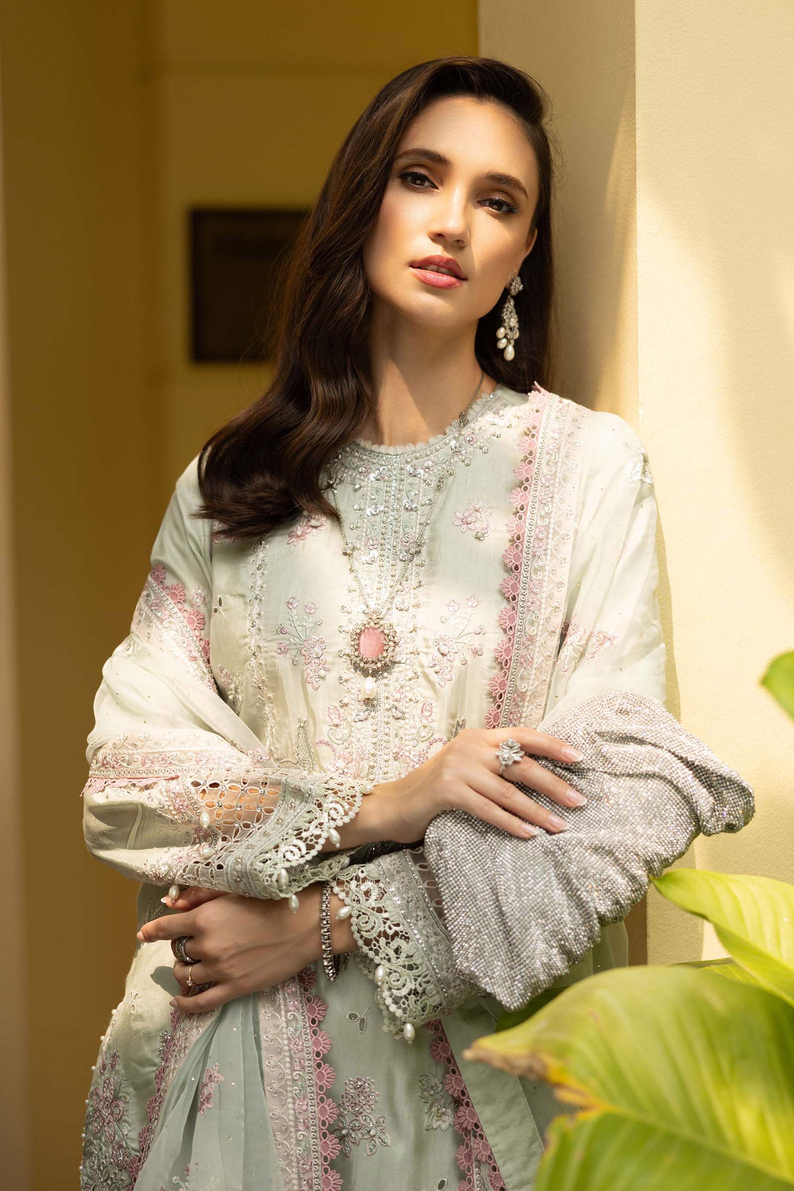 Maria B | Eid Collection 26 | 3 Piece Embroidered Raw Silk Suit - House Of Hania