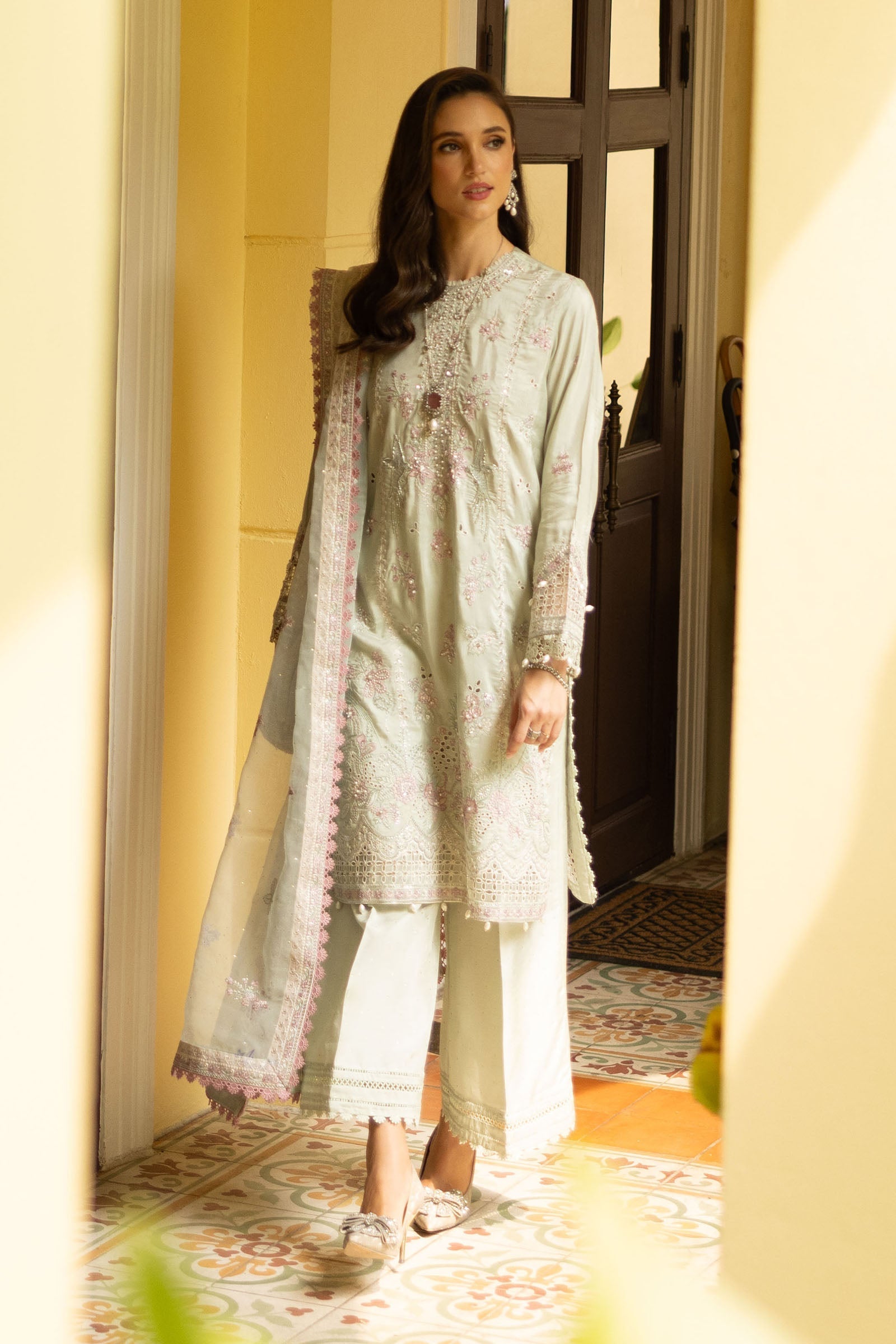 Maria B | Eid Collection 26 | 3 Piece Embroidered Raw Silk Suit - House Of Hania