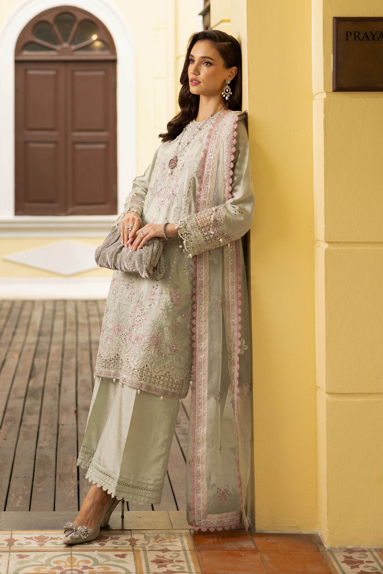 Maria B | Eid Collection 26 | 3 Piece Embroidered Raw Silk Suit - House Of Hania