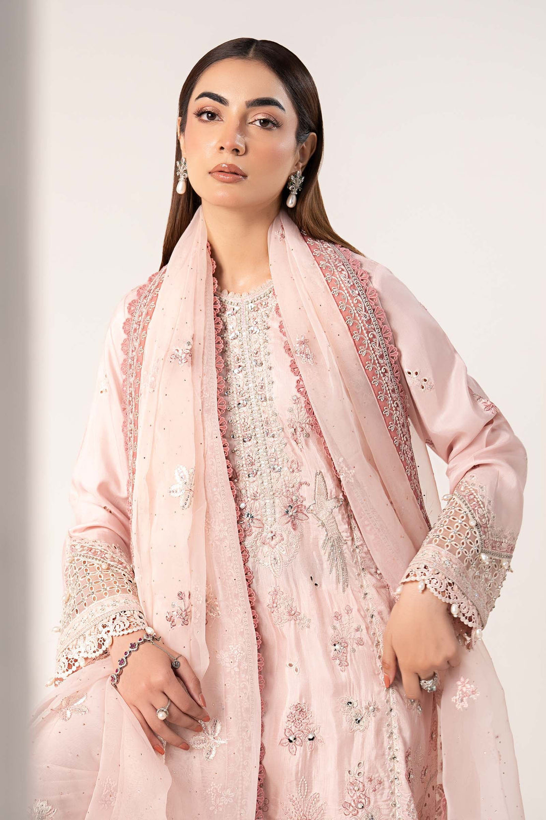 Maria B | Eid Collection 26 | 3 Piece Embroidered Raw Silk Suit - House Of Hania