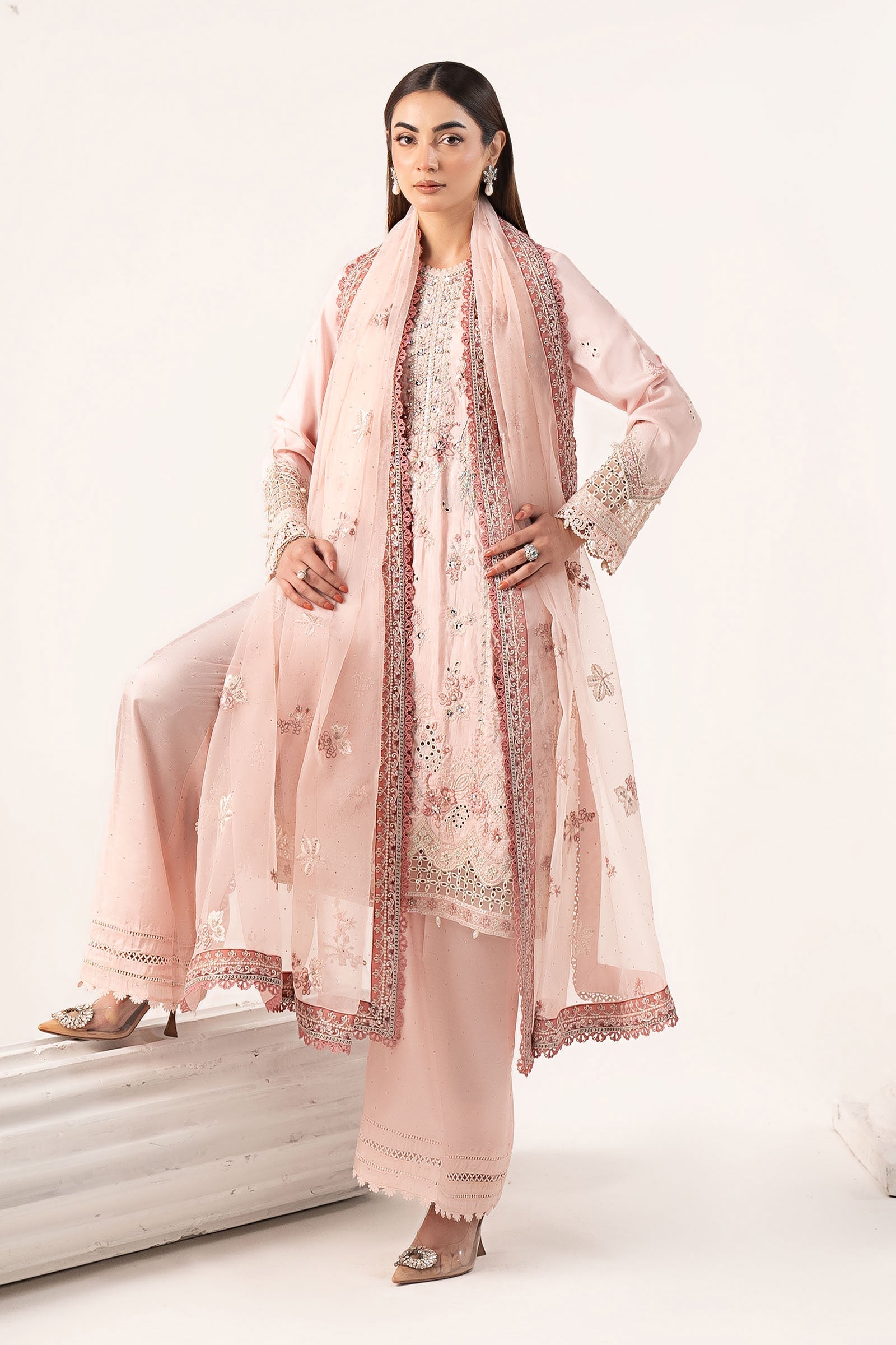 Maria B | Eid Collection 26 | 3 Piece Embroidered Raw Silk Suit - House Of Hania