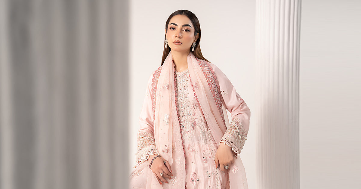 Maria B | Eid Collection 26 | 3 Piece Embroidered Raw Silk Suit - House Of Hania