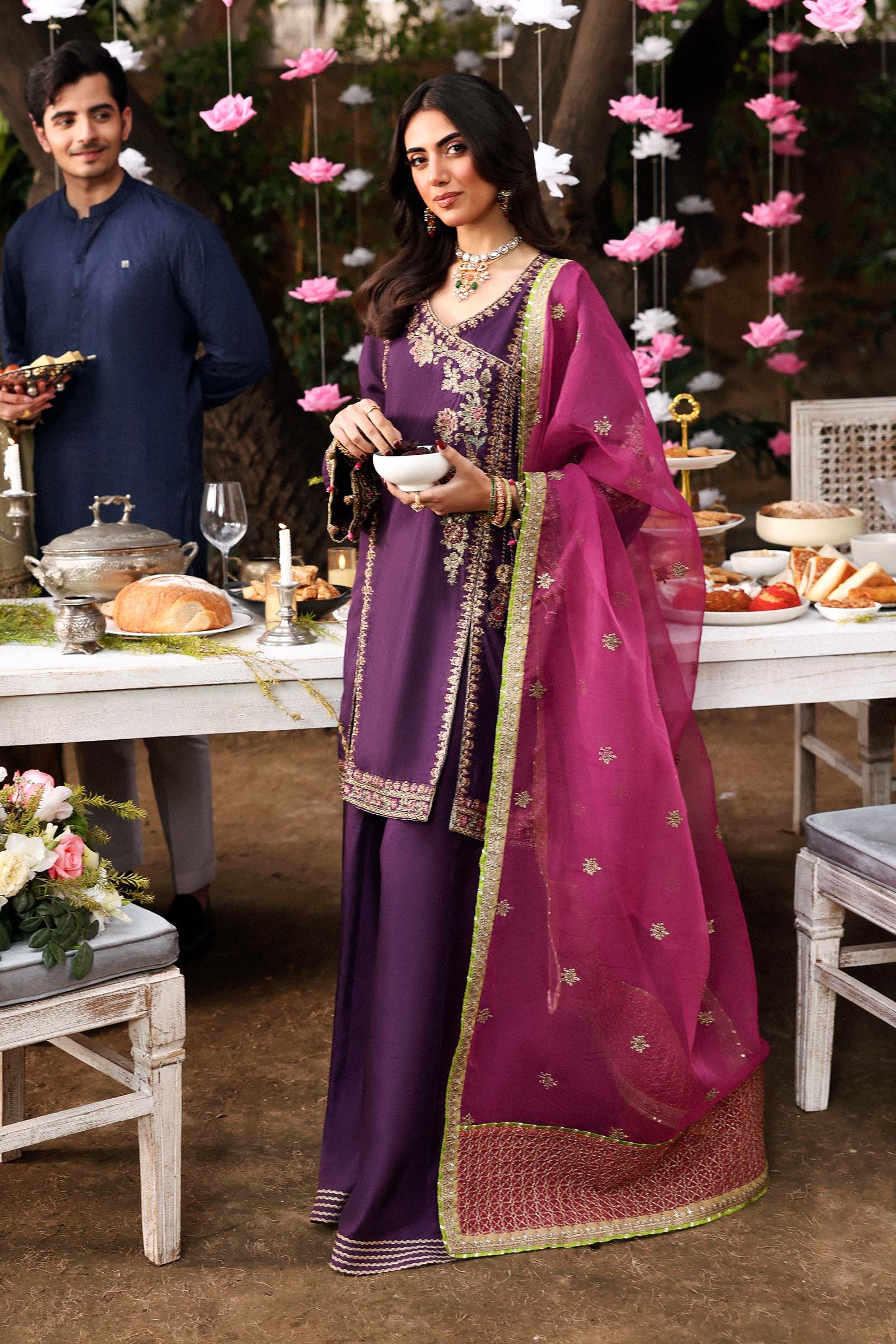 Maria B | Eid Collection 26 | 3 Piece Embroidered Raw Silk Suit - House Of Hania