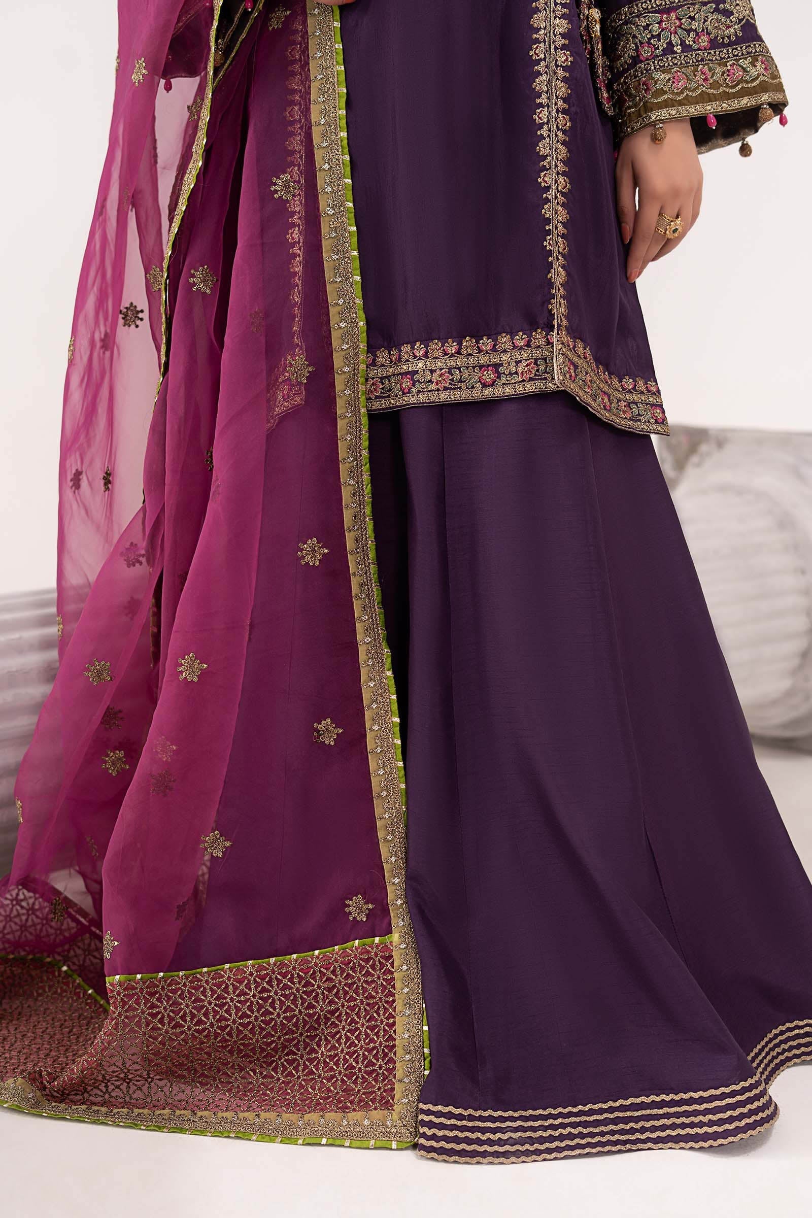 Maria B | Eid Collection 26 | 3 Piece Embroidered Raw Silk Suit - House Of Hania