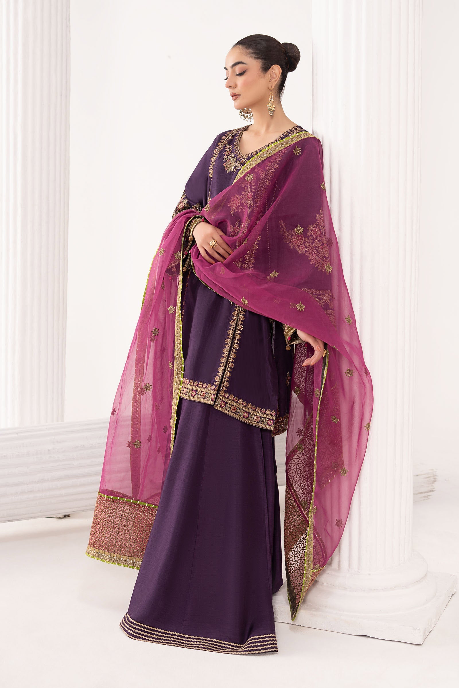 Maria B | Eid Collection 26 | 3 Piece Embroidered Raw Silk Suit - House Of Hania