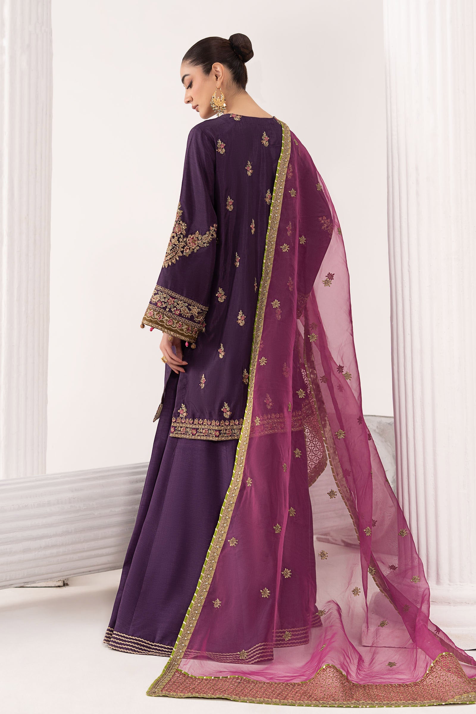 Maria B | Eid Collection 26 | 3 Piece Embroidered Raw Silk Suit - House Of Hania