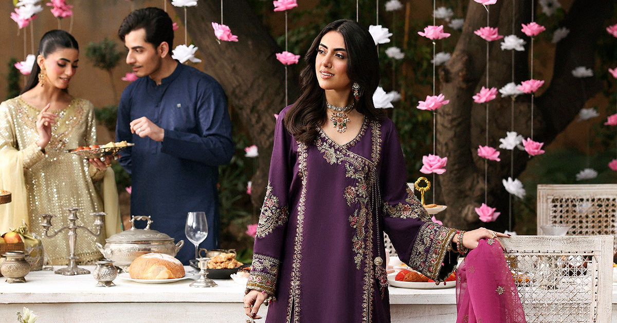 Maria B | Eid Collection 26 | 3 Piece Embroidered Raw Silk Suit - House Of Hania