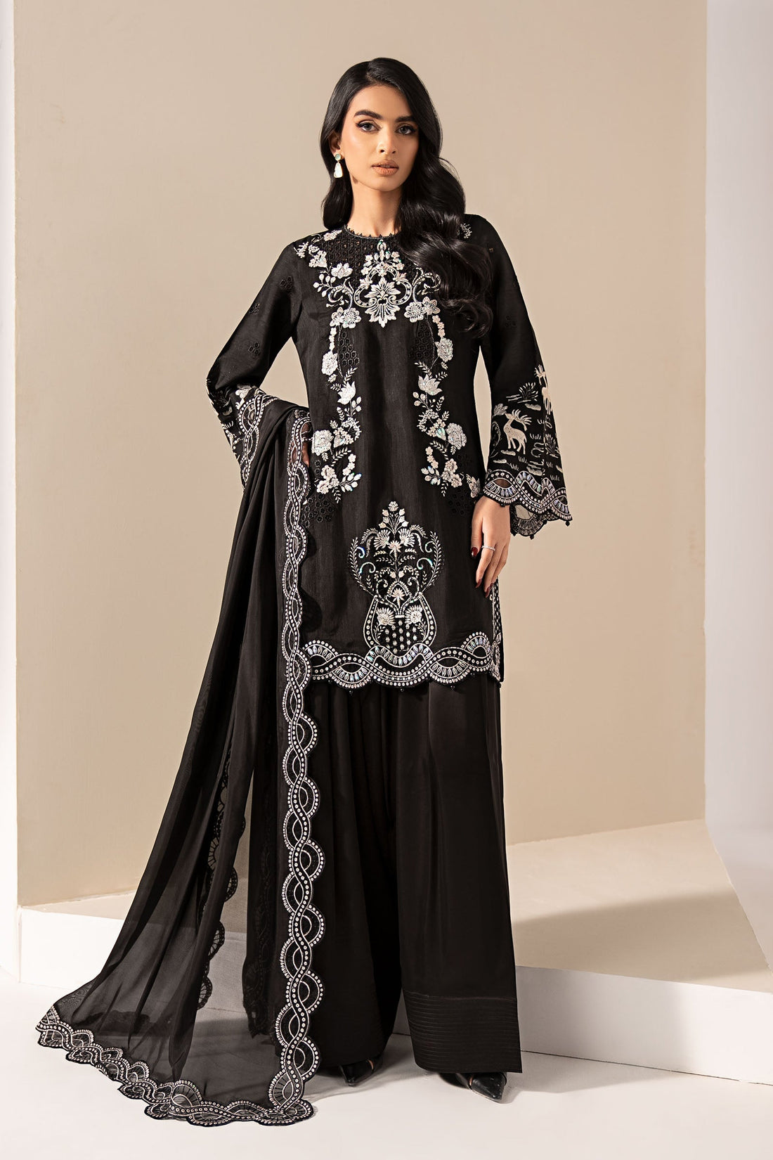 Maria B | Eid Collection 26 | 3 Piece Embroidered Raw Silk Suit - House Of Hania