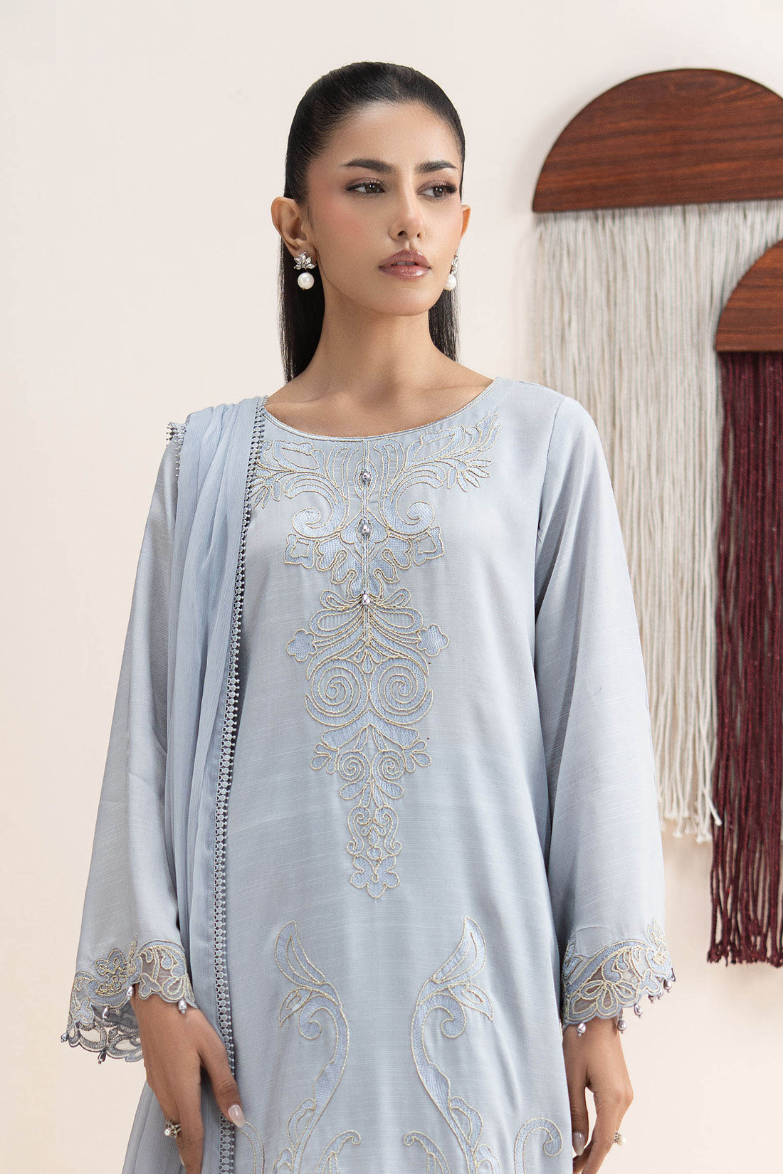 Maria B | Eid Collection 26 | 3 Piece Embroidered Raw Silk Suit - House Of Hania