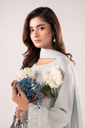 Maria B | Eid Collection 26 | 3 Piece Embroidered Raw Silk Suit - House Of Hania