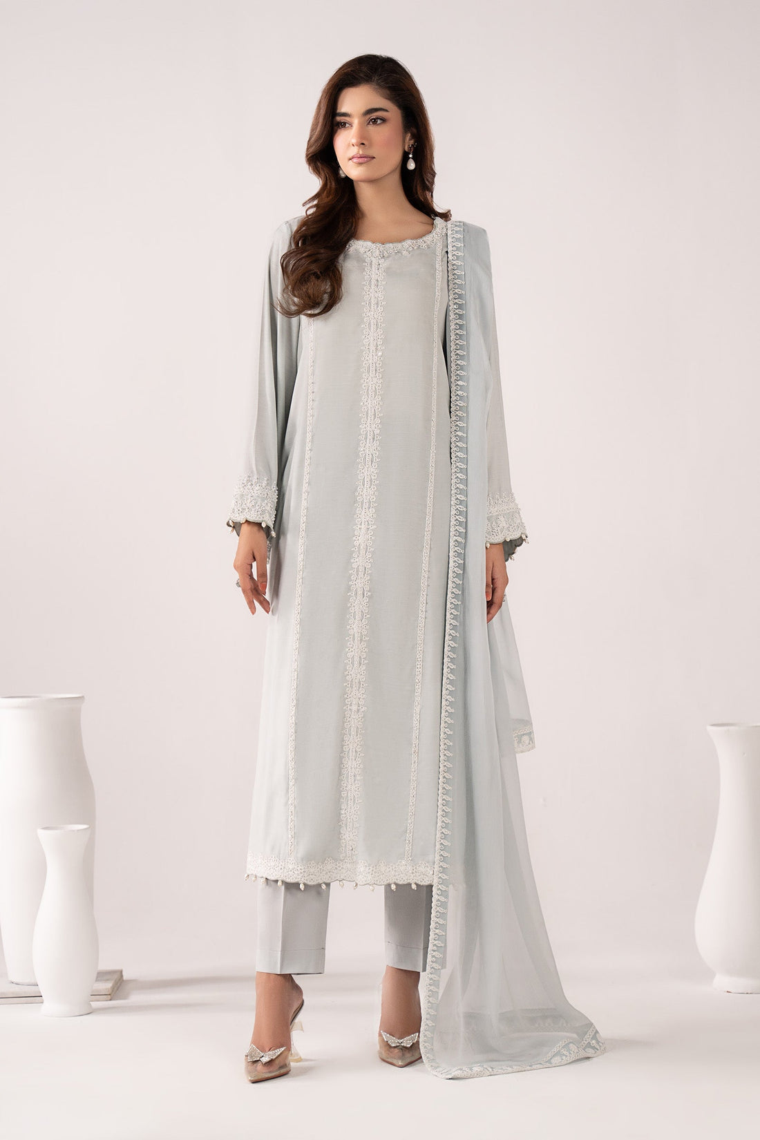 Maria B | Eid Collection 26 | 3 Piece Embroidered Raw Silk Suit - House Of Hania