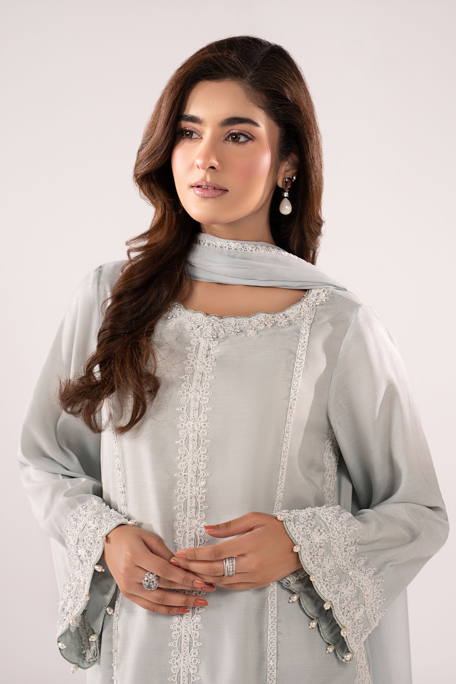 Maria B | Eid Collection 26 | 3 Piece Embroidered Raw Silk Suit - House Of Hania
