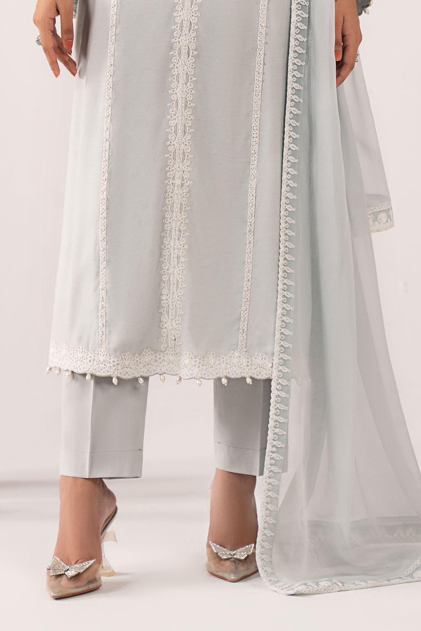 Maria B | Eid Collection 26 | 3 Piece Embroidered Raw Silk Suit - House Of Hania