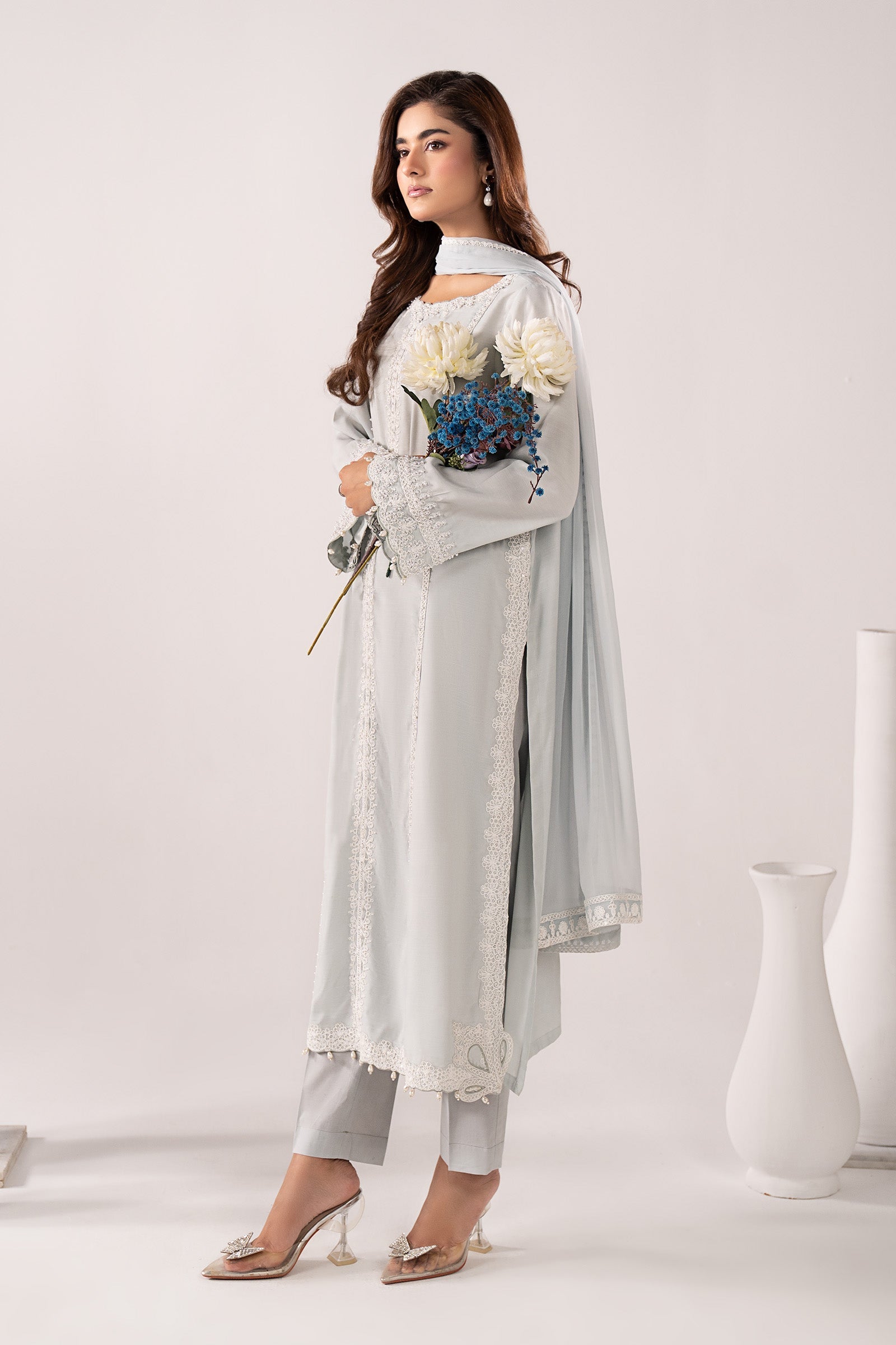 Maria B | Eid Collection 26 | 3 Piece Embroidered Raw Silk Suit - House Of Hania