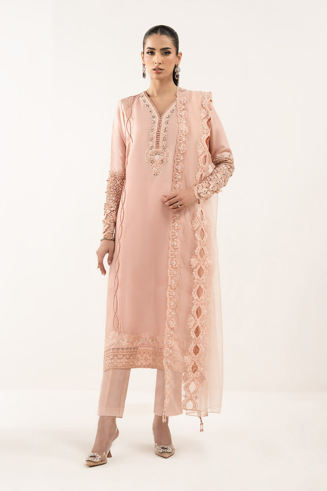Maria B | Eid Collection 26 | 3 Piece Embroidered Raw Silk Suit - House Of Hania