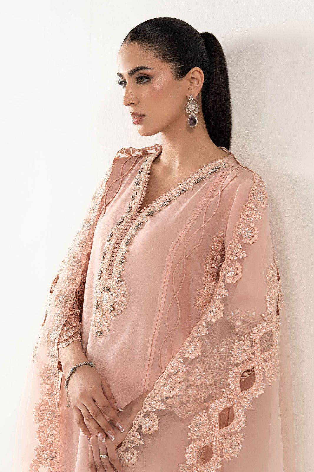 Maria B | Eid Collection 26 | 3 Piece Embroidered Raw Silk Suit - House Of Hania