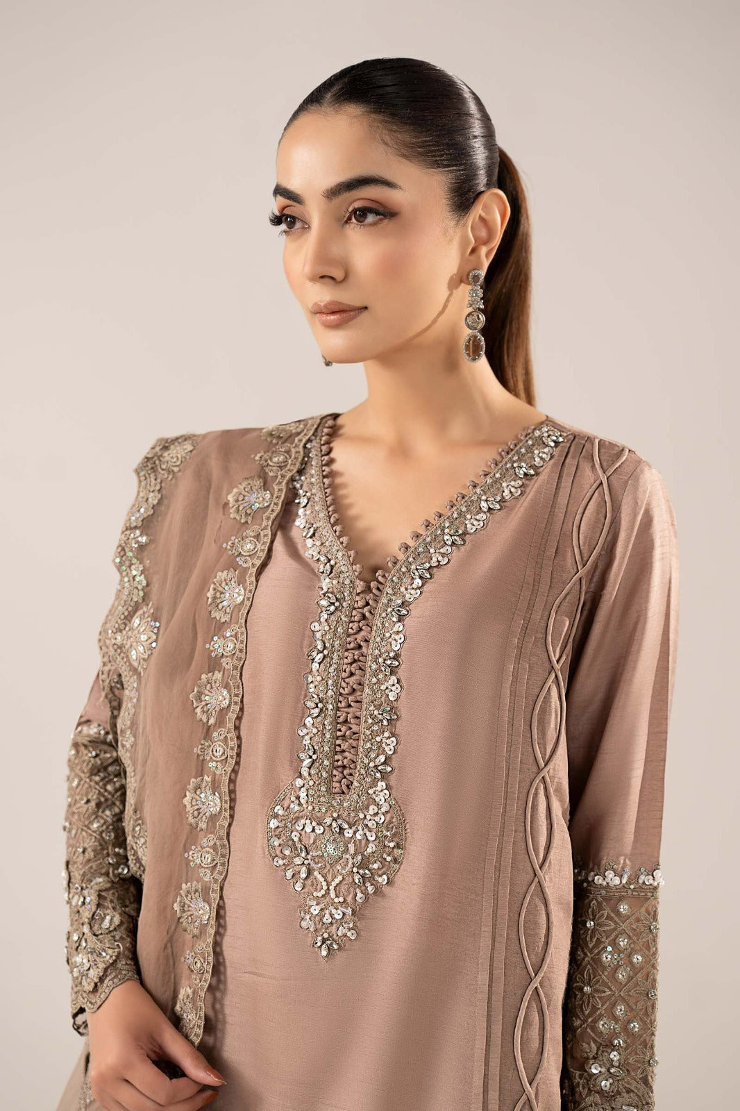 Maria B | Eid Collection 26 | 3 Piece Embroidered Raw Silk Suit - House Of Hania
