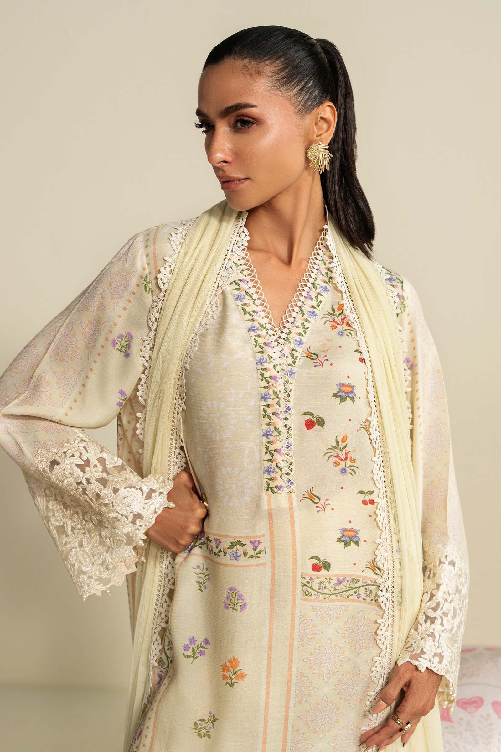 Maria B | Eid Collection 26 | 3 Piece Embroidered Raw Silk Suit - House Of Hania