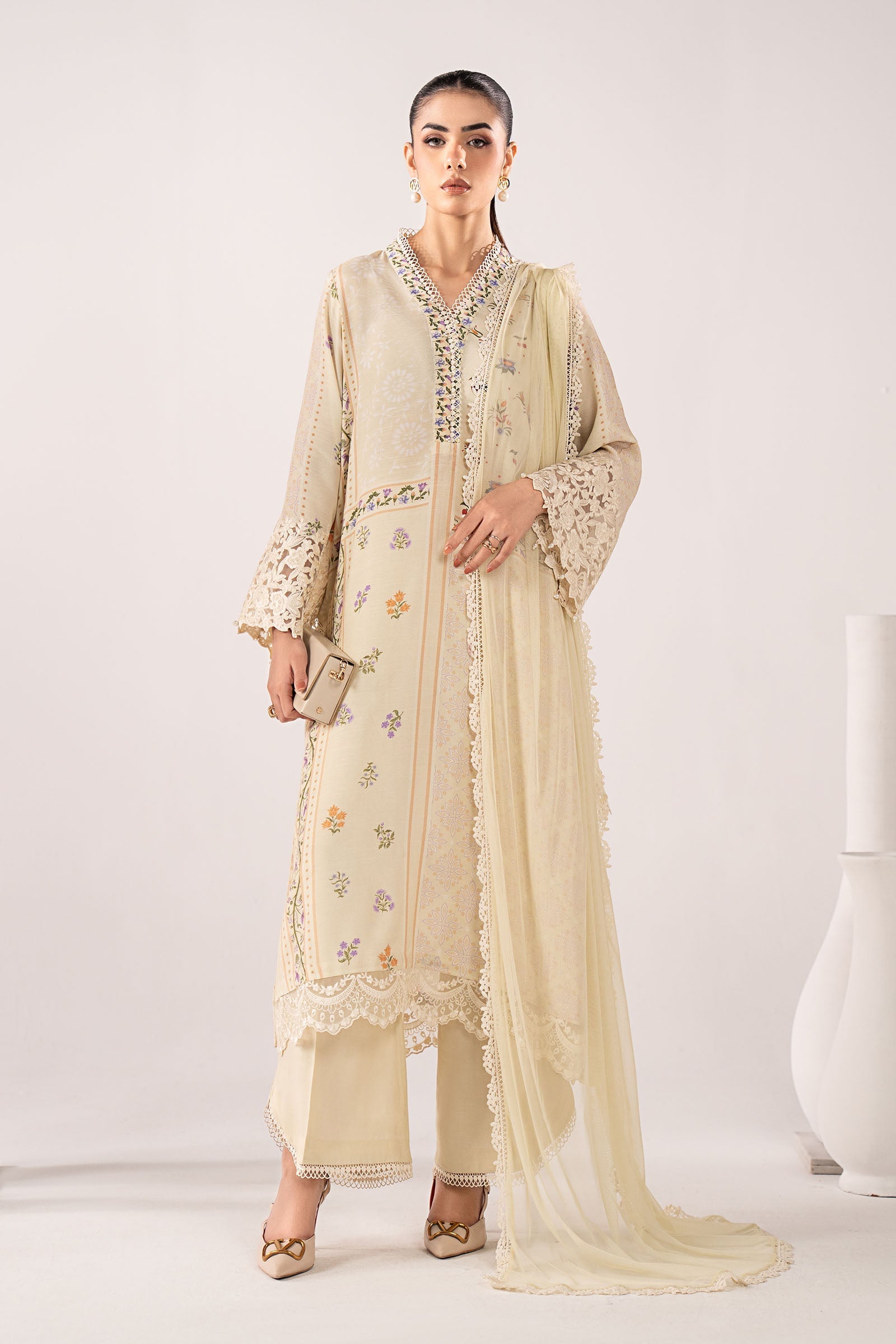 Maria B | Eid Collection 26 | 3 Piece Embroidered Raw Silk Suit - House Of Hania