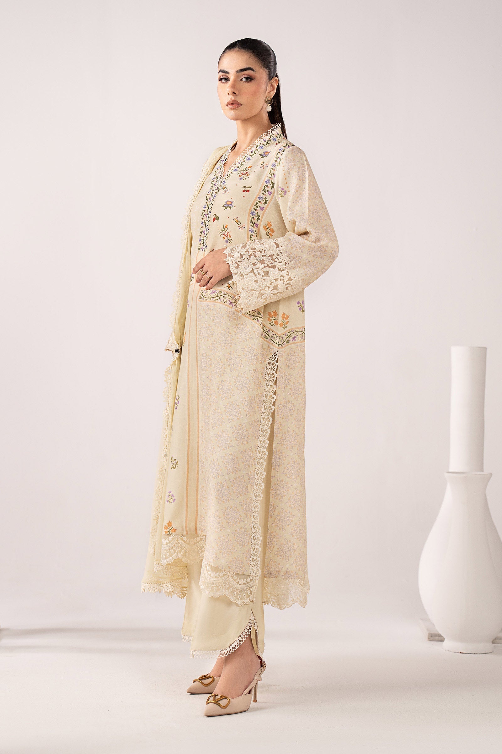Maria B | Eid Collection 26 | 3 Piece Embroidered Raw Silk Suit - House Of Hania