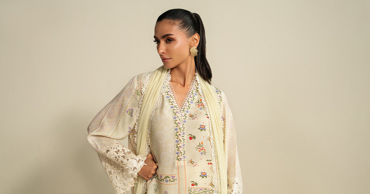 Maria B | Eid Collection 26 | 3 Piece Embroidered Raw Silk Suit - House Of Hania