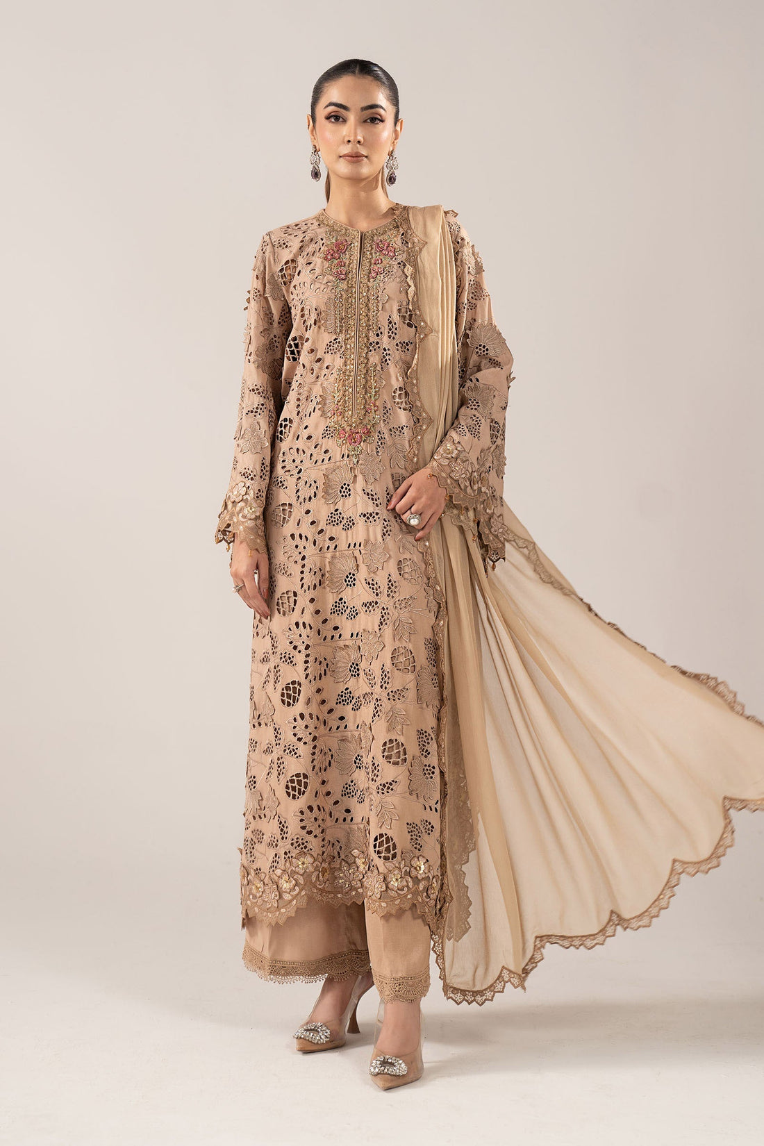 Maria B | Eid Collection 26 | 3 Piece Embroidered Raw Silk Suit - House Of Hania