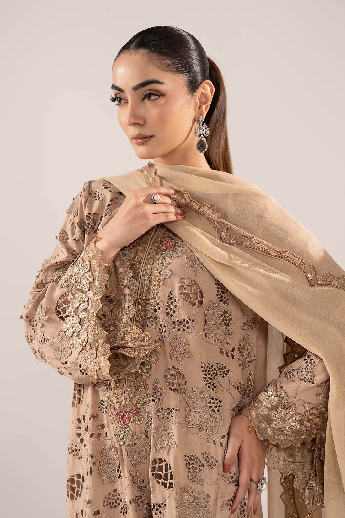 Maria B | Eid Collection 26 | 3 Piece Embroidered Raw Silk Suit - House Of Hania