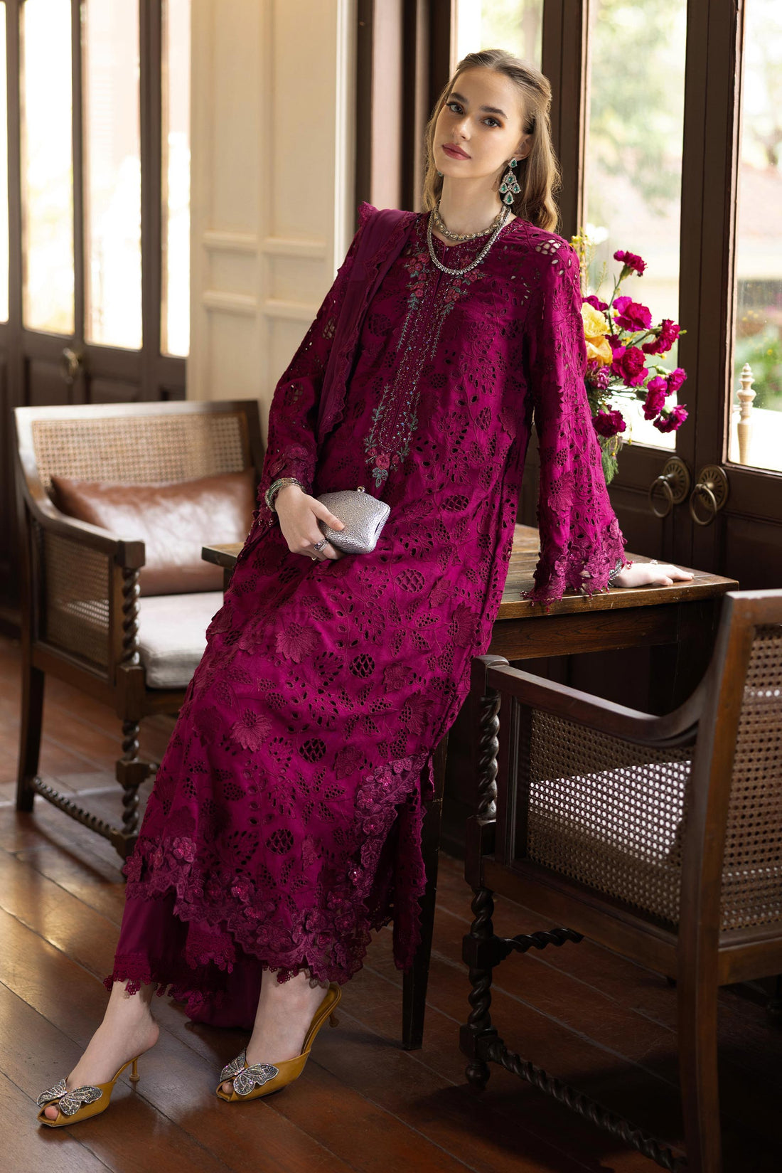 Maria B | Eid Collection 26 | 3 Piece Embroidered Raw Silk Suit - House Of Hania