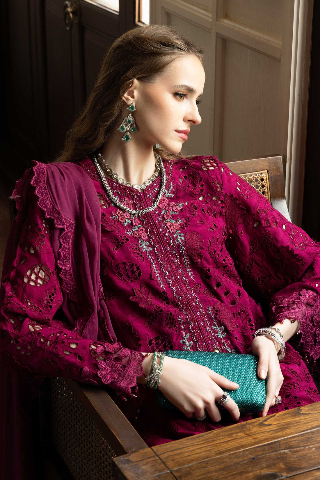 Maria B | Eid Collection 26 | 3 Piece Embroidered Raw Silk Suit - House Of Hania