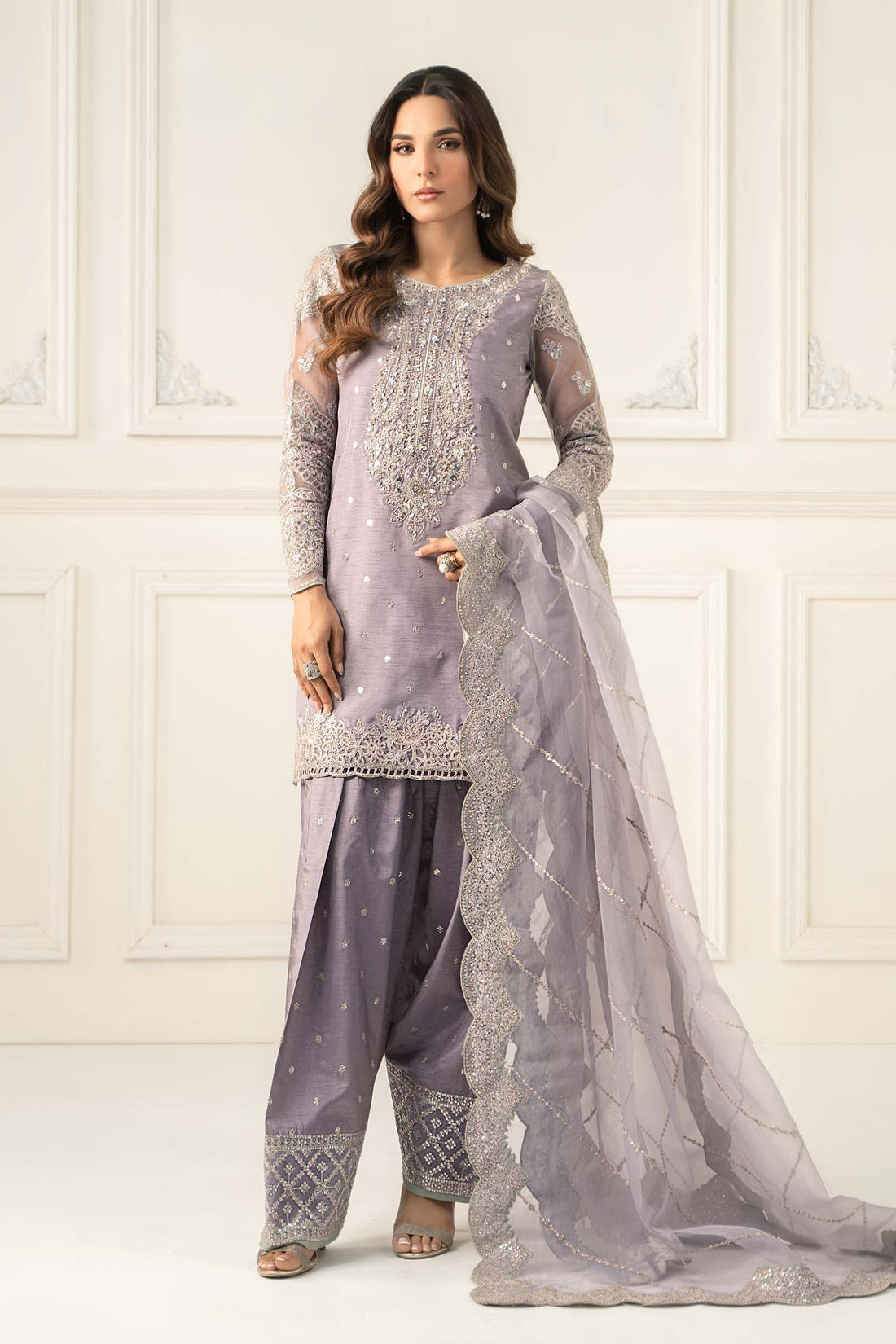 Maria B | Eid Collection 26 | 3 Piece Embroidered Raw Silk Suit - House Of Hania