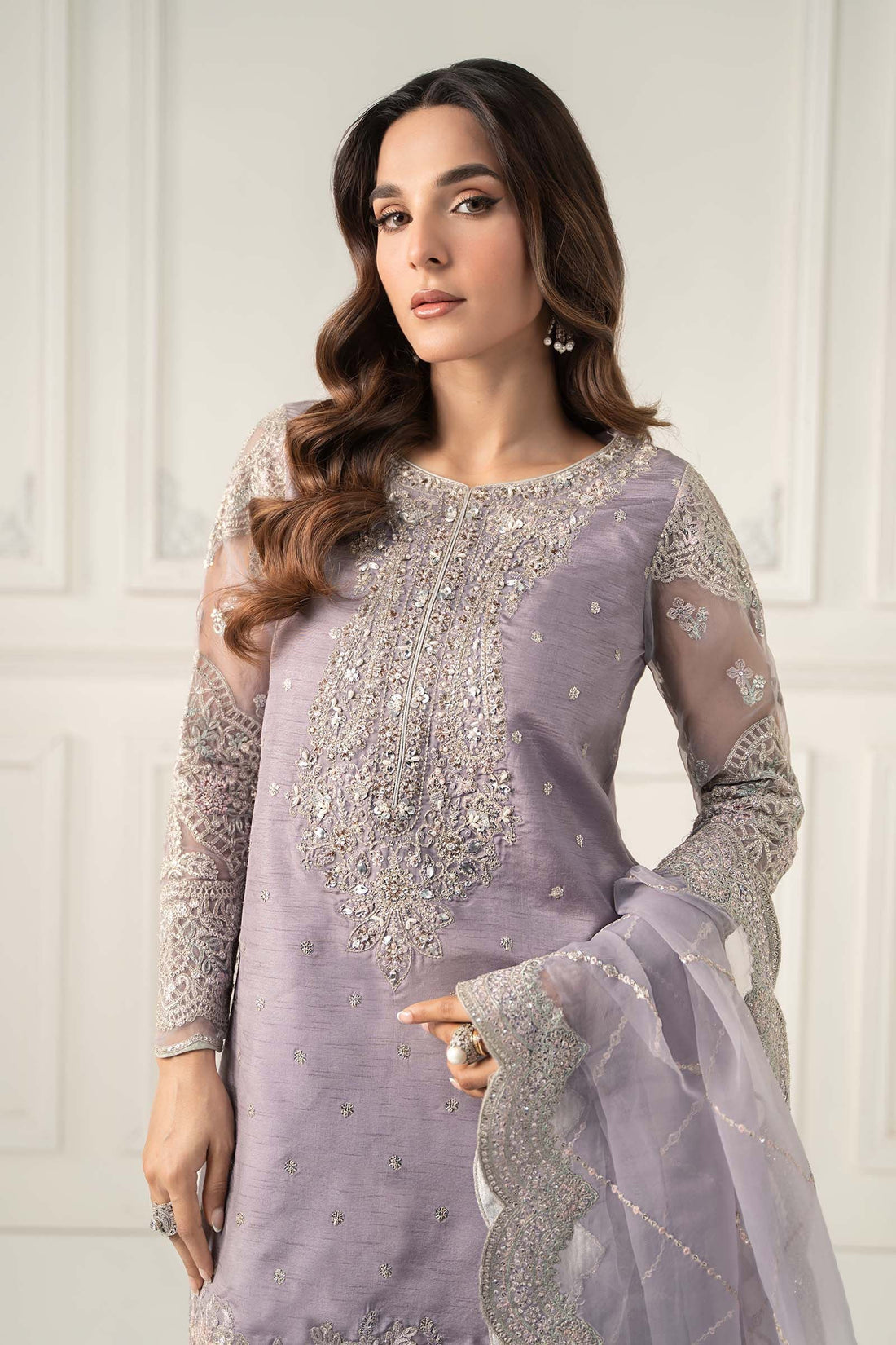 Maria B | Eid Collection 26 | 3 Piece Embroidered Raw Silk Suit - House Of Hania