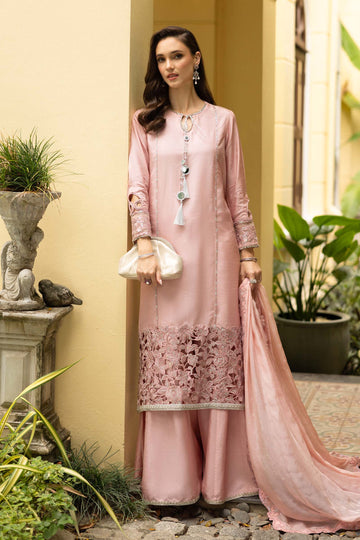 Maria B | Eid Collection 26 | 3 Piece Embroidered Raw Silk Suit - House Of Hania