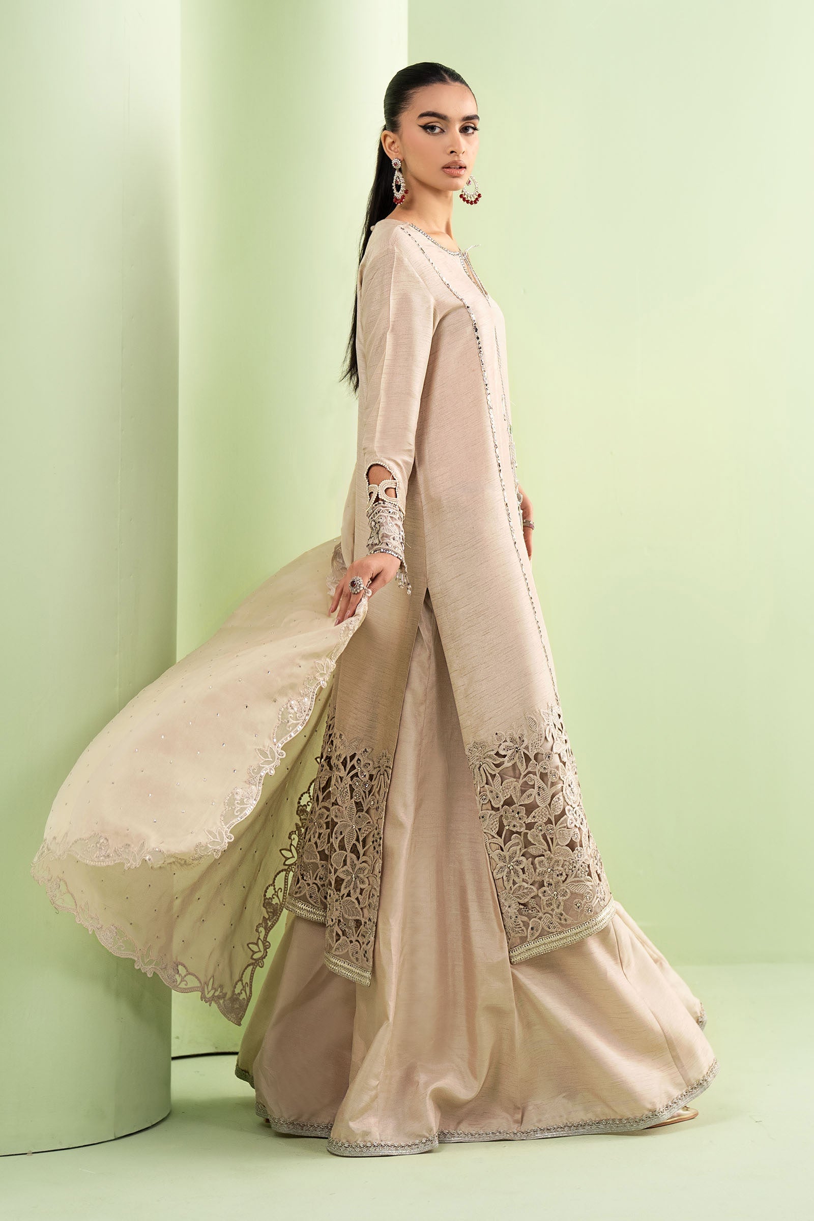 Maria B | Eid Collection 26 | 3 Piece Embroidered Raw Silk Suit - House Of Hania