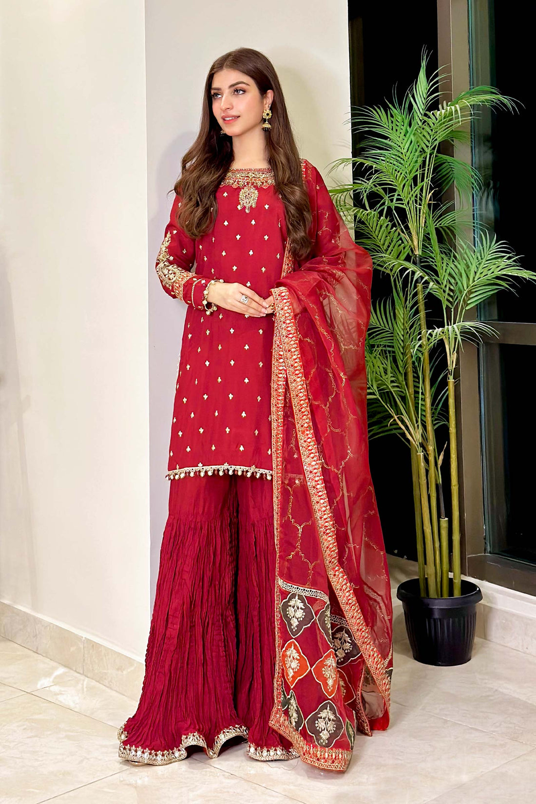 Maria B | Eid Collection 26 | 3 Piece Embroidered Raw Silk Suit - House Of Hania