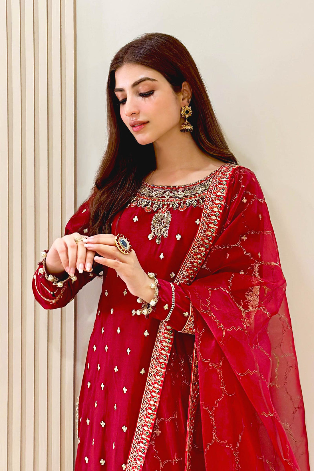 Maria B | Eid Collection 26 | 3 Piece Embroidered Raw Silk Suit - House Of Hania