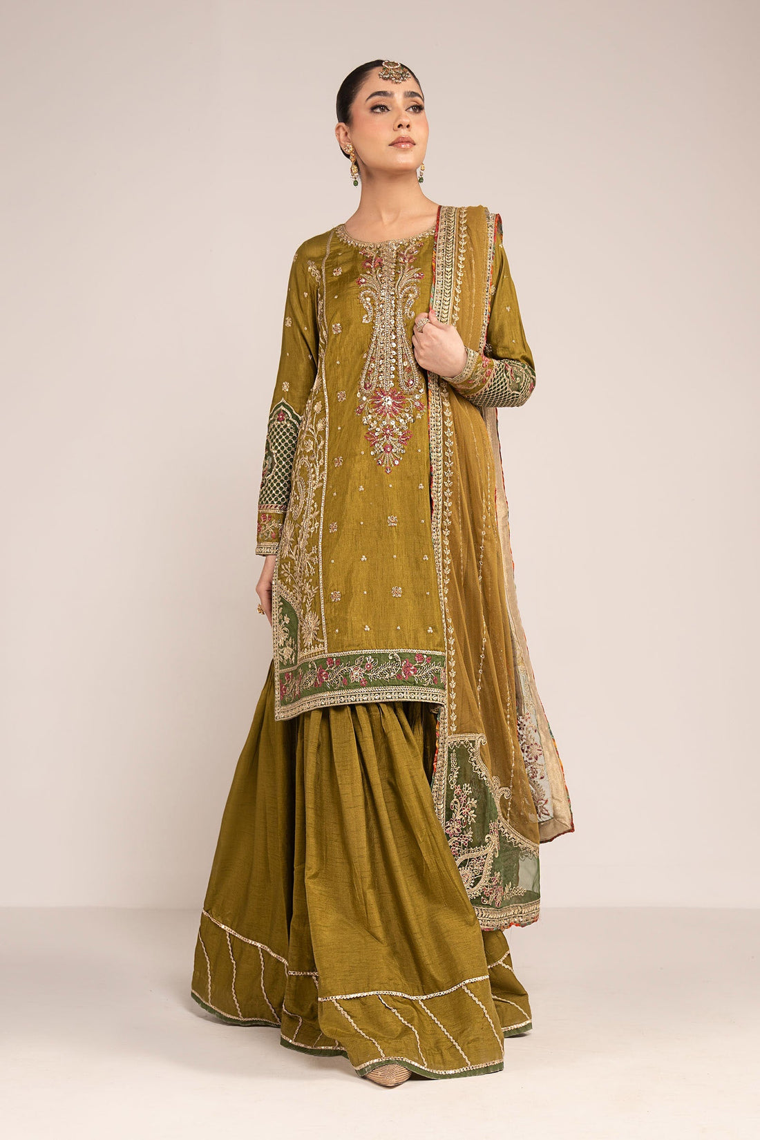 Maria B | Eid Collection 26 | 3 Piece Embroidered Raw Silk Suit - House Of Hania