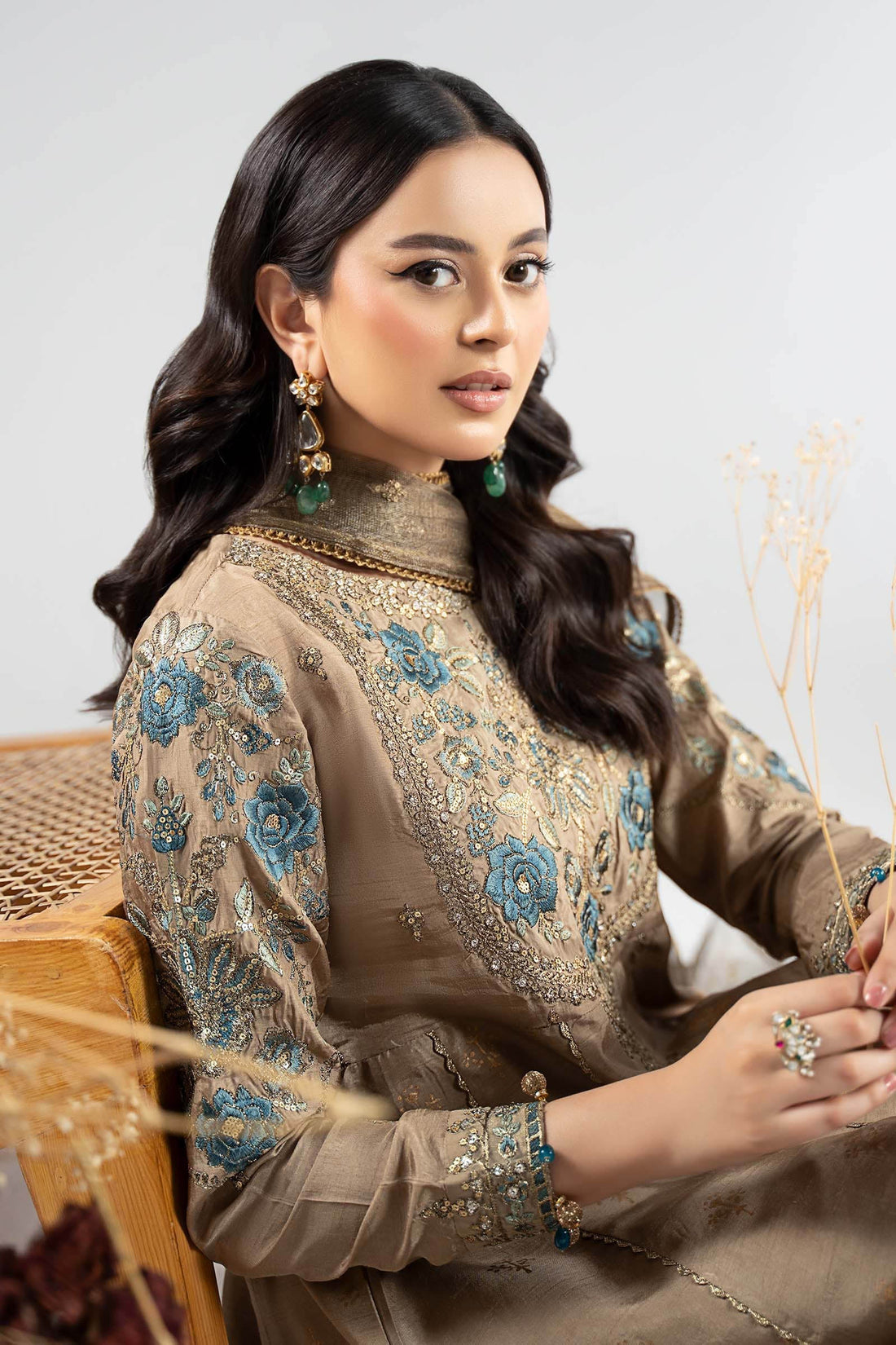 Maria B | Eid Collection 26 | 3 Piece Embroidered Raw Silk Suit - House Of Hania