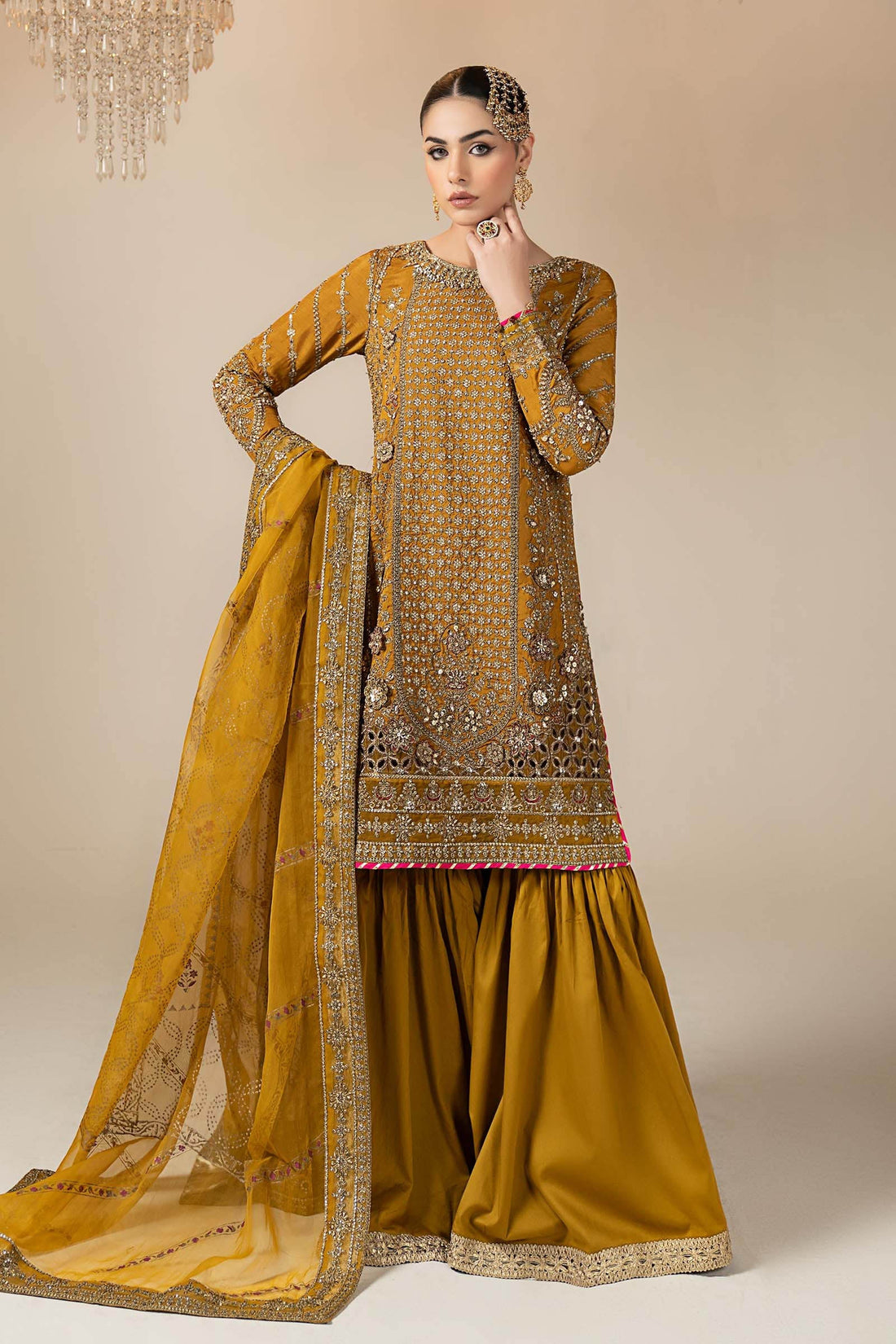 Maria B | Eid Collection 26 | 3 Piece Embroidered Raw Silk Suit - House Of Hania