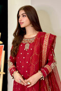 Maria B | Eid Collection 26 | 3 Piece Embroidered Raw Silk Suit - House Of Hania